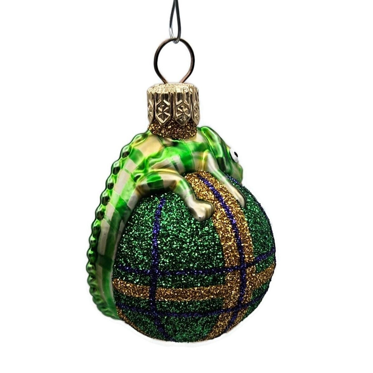 Patricia Breen Miniature Chameleon Plaid Green Christmas Holiday Tree Ornament