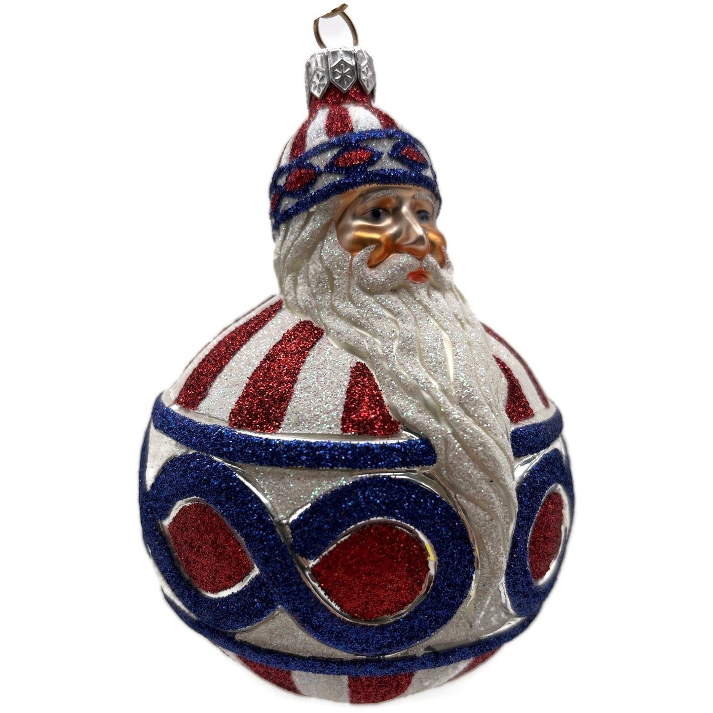 Patricia Breen Hollstrom Santa Patriotic Striped Christmas Tree Ornament NM