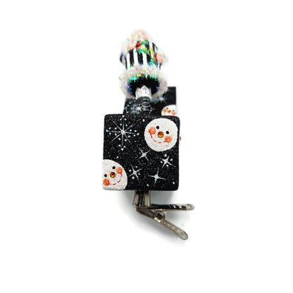 Patricia Breen Jolly Surprise Santa Claus Black Striped Snow Christmas Ornament