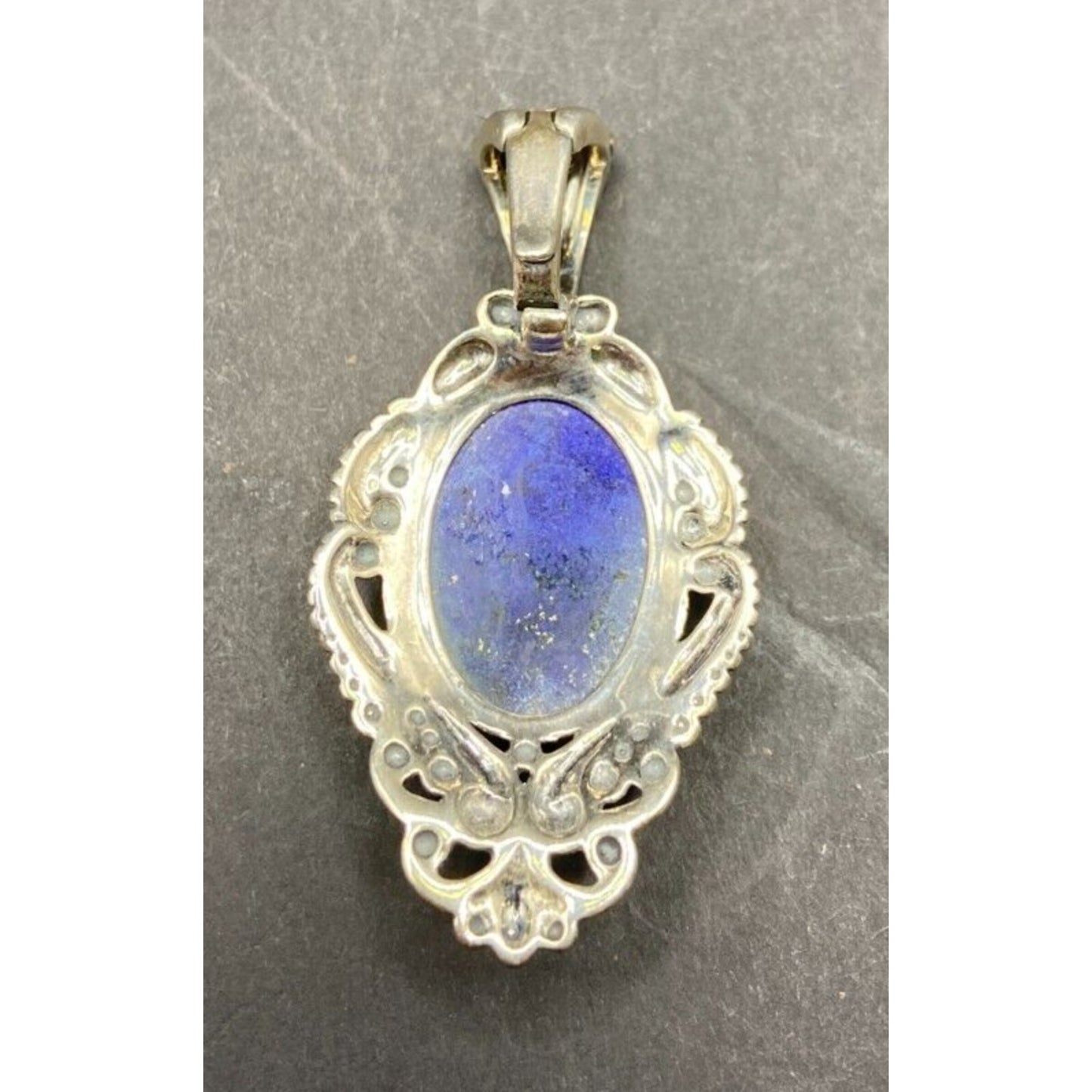 Carolyn Pollack Lapis Lazuli Oval Gemstone Pendant 925 Sterling Silver Filigree