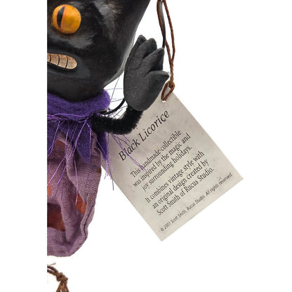 Scott Smith Rucus Studio Black Licorice Cat Orange Ornament 2001 Halloween
