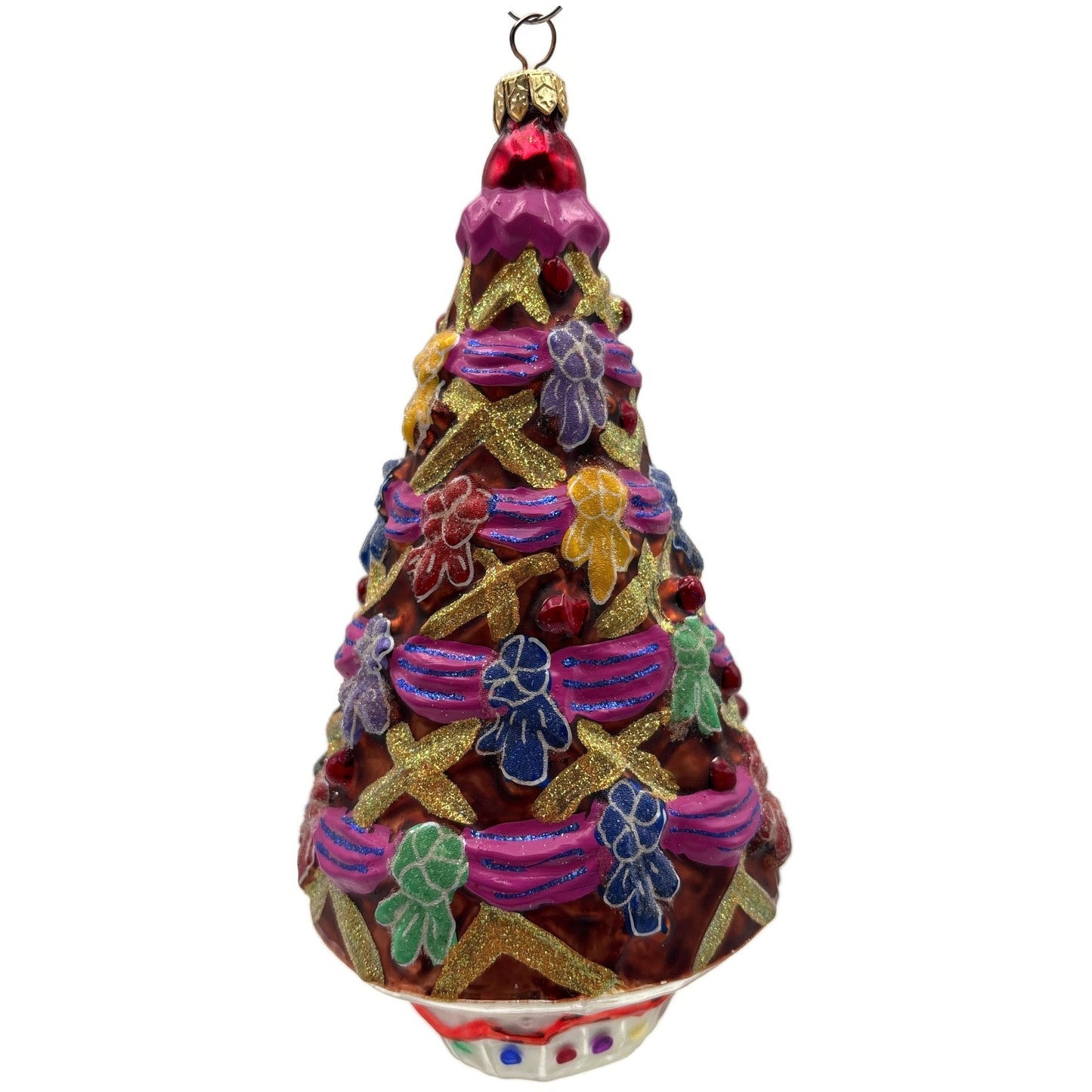 Christopher Radko Gingerbread Tree Ribbons Bows Christmas Ornament 98-457-0