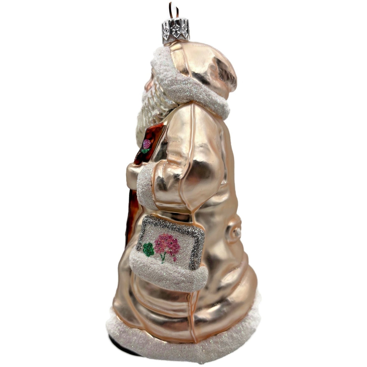 Patricia Breen Santa for Kevin Summer Pink Flowers On Staff Christmas Ornament