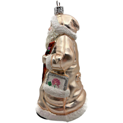 Patricia Breen Santa for Kevin Summer Pink Flowers On Staff Christmas Ornament