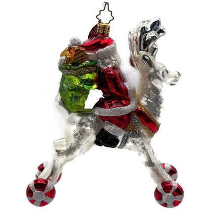 Christopher Radko Hi Ho Blitzen Santa Claus Glass Christmas Ornament 1013235