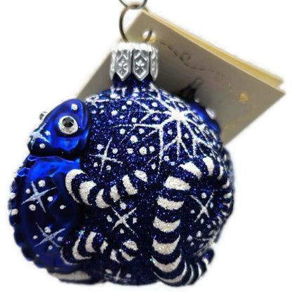Patricia Breen For James Twice Snowflakes Cobalt Blue Chameleon Ornament 2581