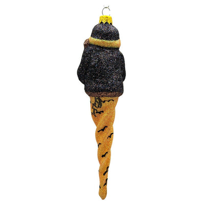 Larry Fraga Halloween Santa Claus Bat Glittered Glass Christmas Tree Ornament