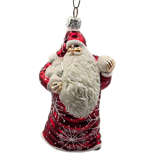 Patricia Breen Snowball Santa Red Glittered Snowflakes Christmas Tree Ornament