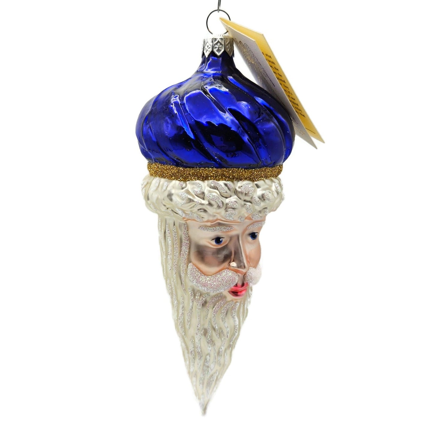Patricia Breen Minsk Santa Claus Blue Shiny Gold Band Christmas Ornament 9635