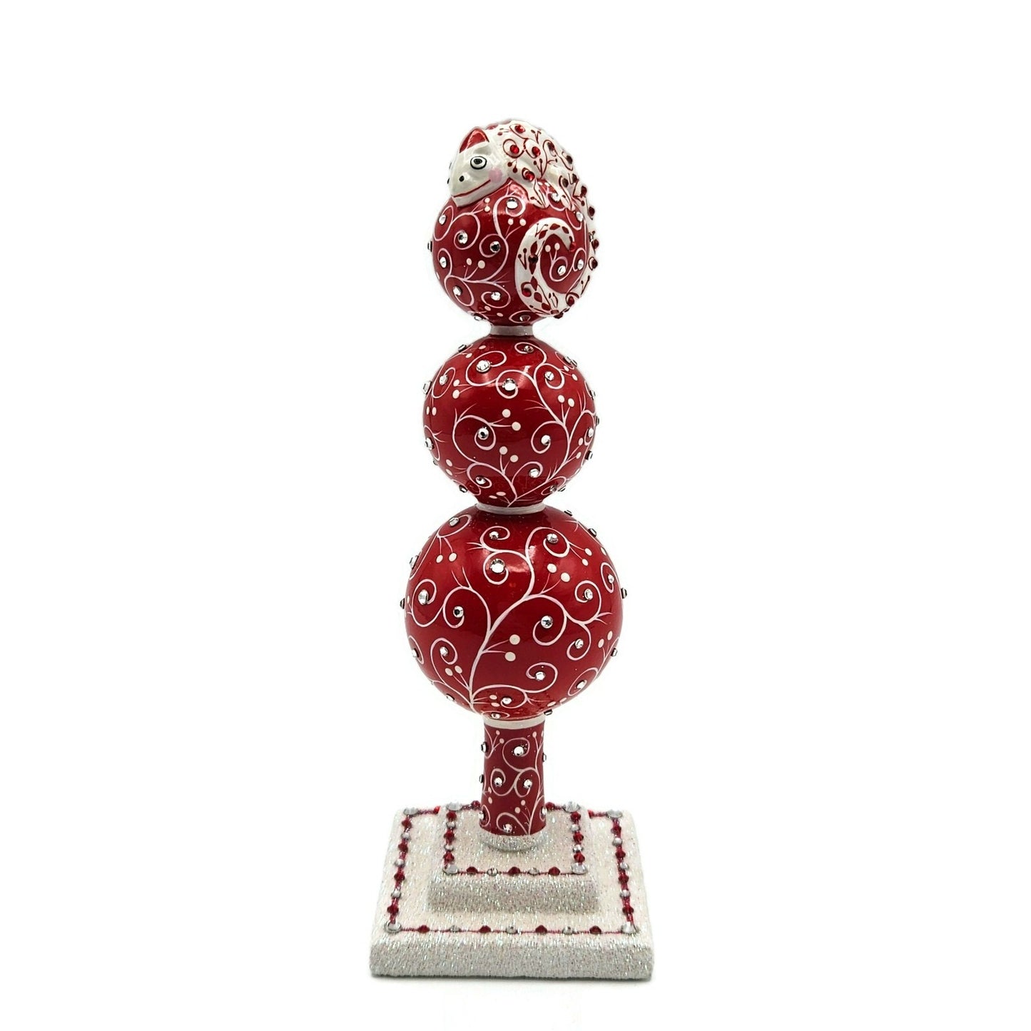 Patricia Breen Miniature Chameleon Finial Quilling Red Christmas Tree Topper