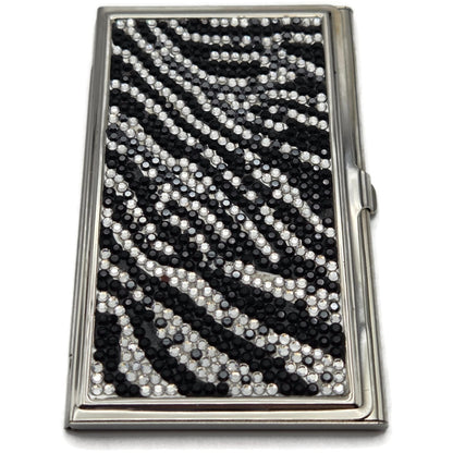 Vintage Judith Leiber Swarovski Crystal Zebra Business Card Holder Silver Tone