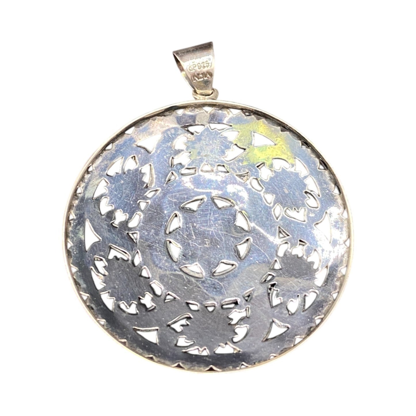 Doug Paulus Silver Floral Filigree Round Medallion Pendant 925 Sterling Silver