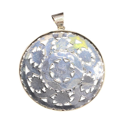 Doug Paulus Silver Floral Filigree Round Medallion Pendant 925 Sterling Silver