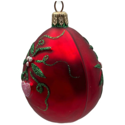 Patricia Breen Mistletoe Egg Shiny Red Green Heart Christmas Tree Ornament