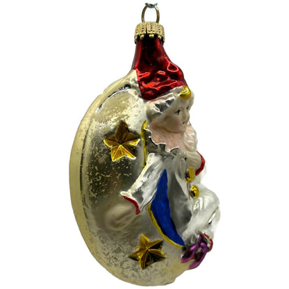 Christopher Radko Mooning Over You Clown Moon Glass Christmas Ornament 94-106-0