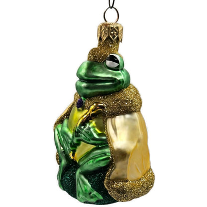 Patricia Breen Frog King Shiny Gold Crown And Stem Glittered Christmas Ornament