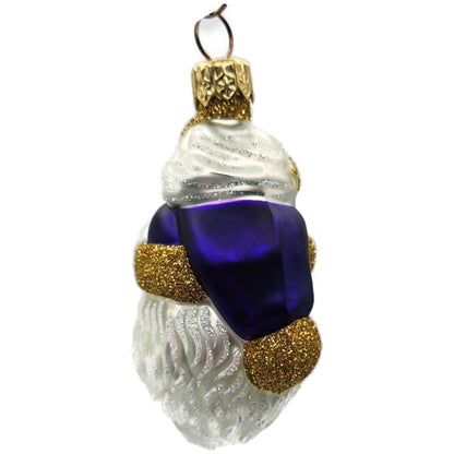 Patricia Breen Merry Olde Elf Purple Santa Head Stars Christmas Tree Ornament