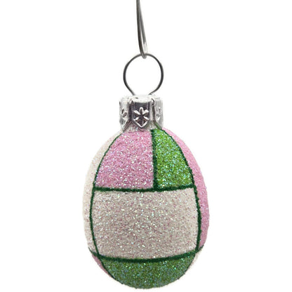 Patricia Breen Miniature Egg De Stijl Green Pink White Glitter Easter Ornament