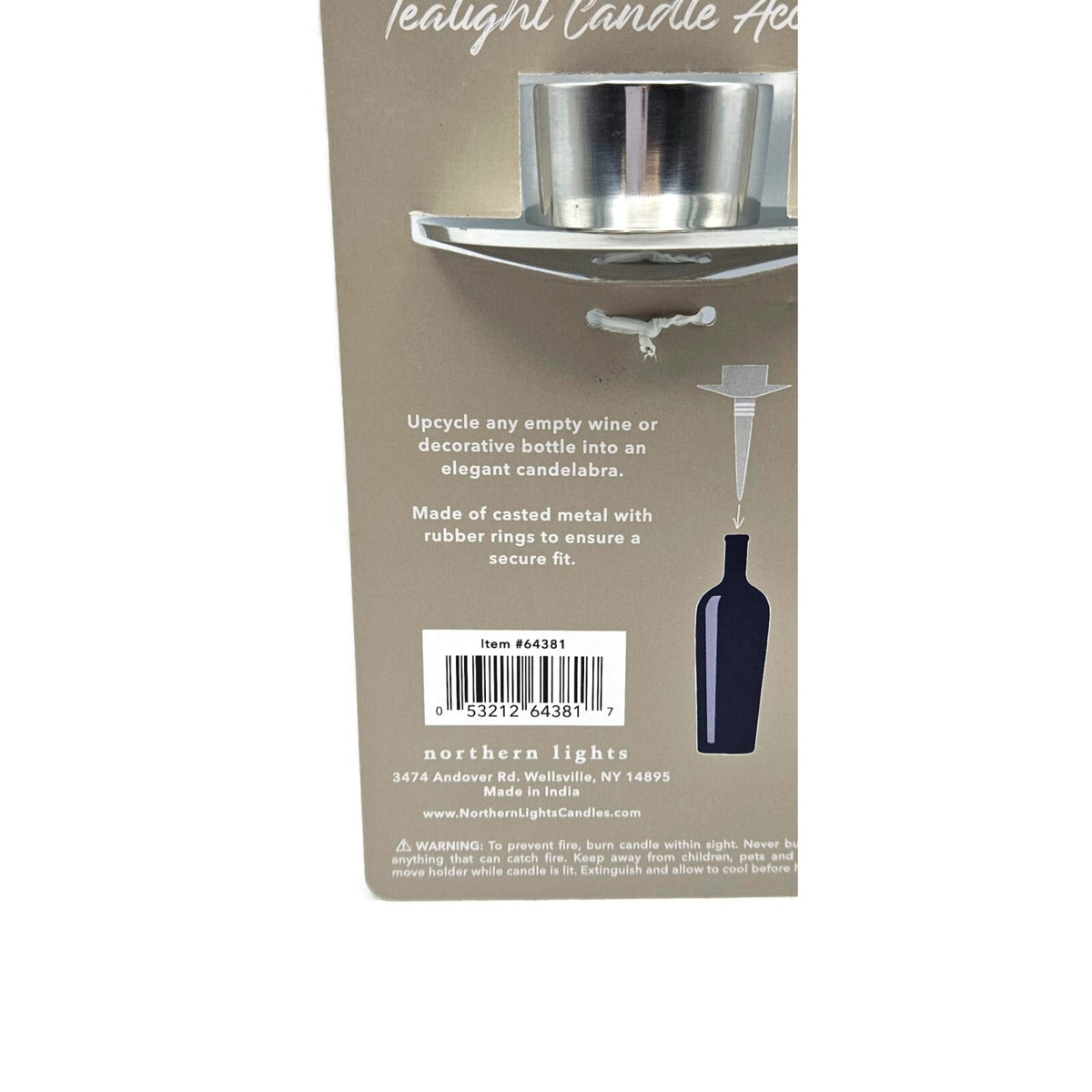 Northern Lights Silver Wine Bottle Bottelabra Tealight Candle Holder Topper NEW