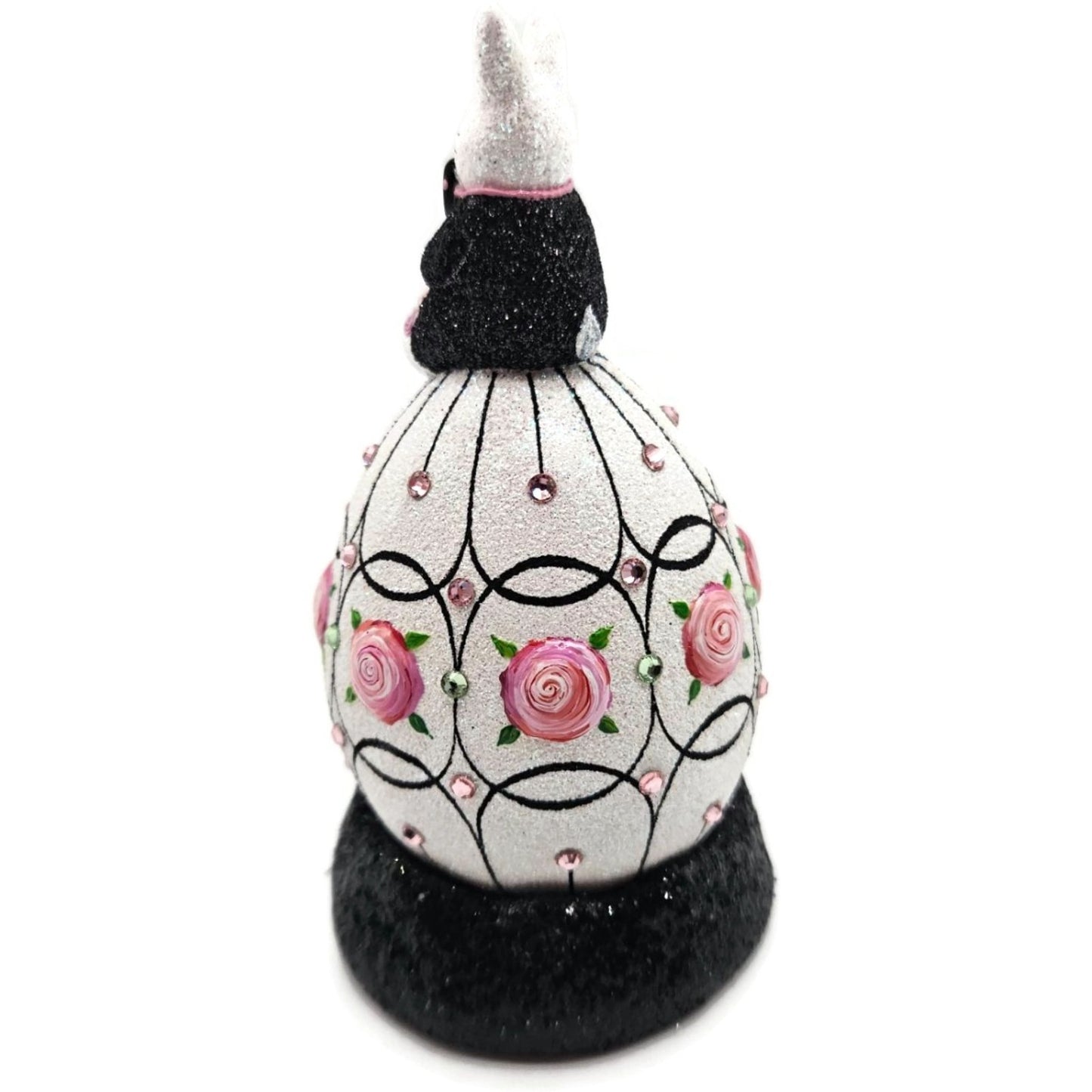 Patricia Breen A Most Elegant Bunny Cachette Black Floral Easter Holiday Signed