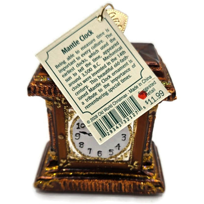 Mantel Time Clock Old Fashion Ornament OWC Old World Christmas Holiday Decor