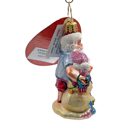Christopher Radko Sandy Snow Team Gem Santa Claus Beach Christmas Ornament