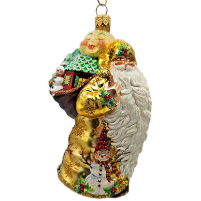 Patricia Breen Santa for Jessica Jeweled Holly Snowflakes Snowman Ornament 2500