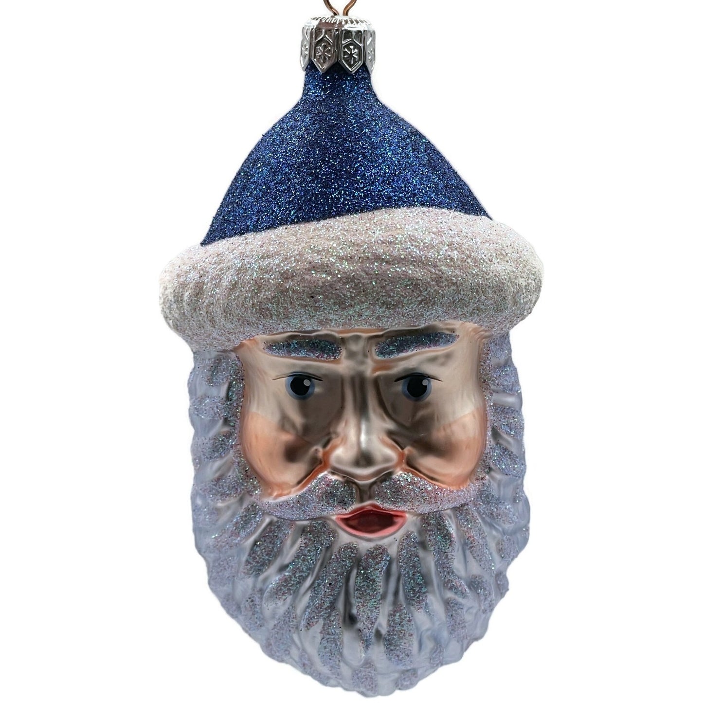 Patricia Breen Blow Ye Winds Blue Hat Santa Claus Head Christmas Tree Ornament