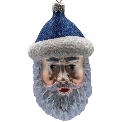 Patricia Breen Blow Ye Winds Blue Hat Santa Claus Head Christmas Tree Ornament