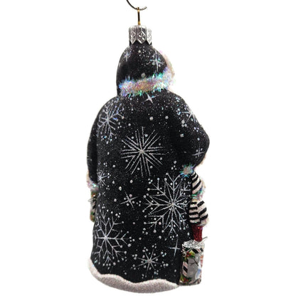 Patricia Breen Painterly Santa Snowmen Black Striped Christmas Decor Ornament