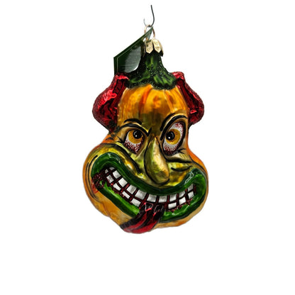 Slavic Treasures Demon Gourd Blown Glass Orange Halloween Tree Ornament 02-1076