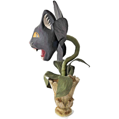 Bethany Lowe Scaredy Cat Orchid Halloween Black Paper Mache Flower Urn 18" Rare