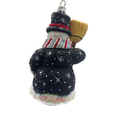 Patricia Breen Classical Snowman Black Striped Snowflakes Christmas Ornament