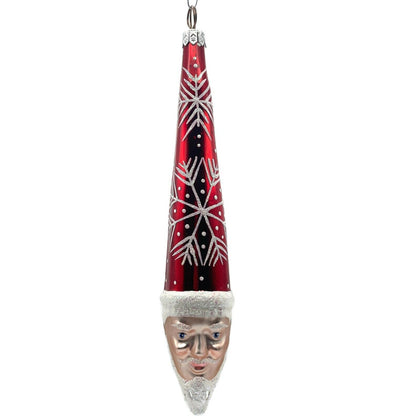 Patricia Breen Winter Wizard Red Santa Head Snowflakes Christmas Ornament