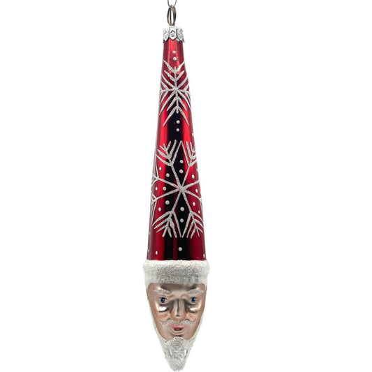 Patricia Breen Winter Wizard Red Santa Head Snowflakes Christmas Ornament