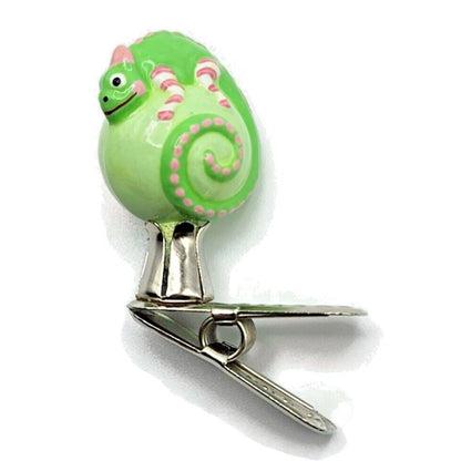 Patricia Breen Petite Miniature Chameleon Poinsettia Christmas Clip on Ornament