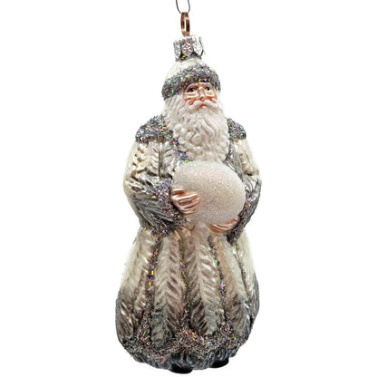 Patricia Breen Plumed Santa Claus Platinum Peacock Christmas Tree Ornament