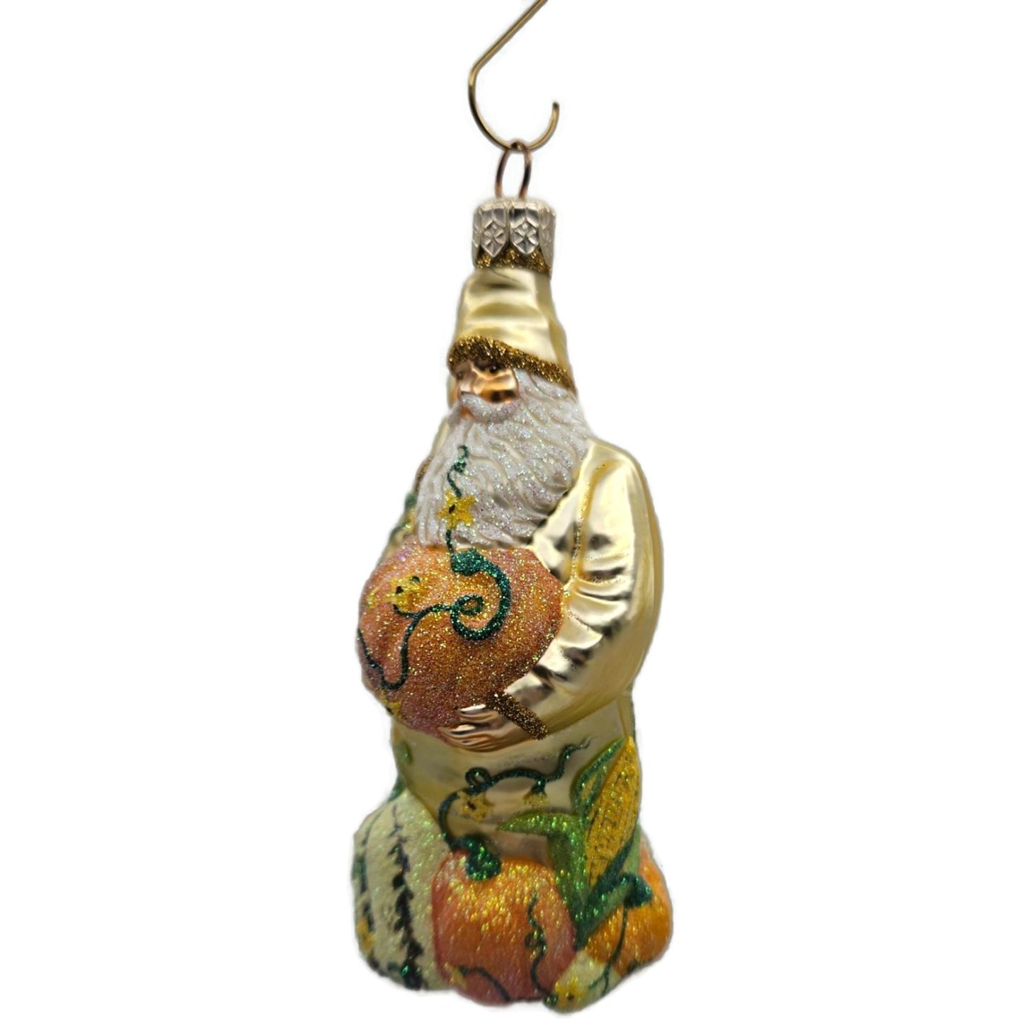 Patricia Breen Harvest Santa Gold Pumpkins Flowers Fall Christmas Ornament 2230
