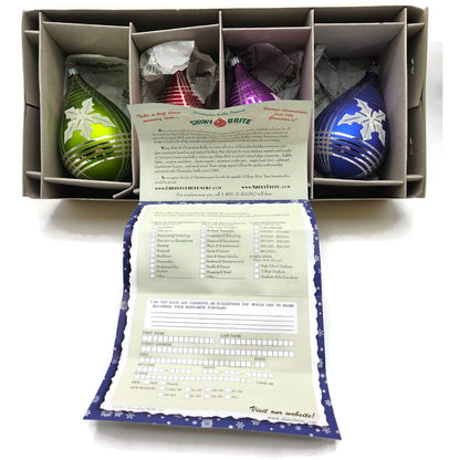 Christopher Radko Shiny Brite Christmas Ornaments Jeweled Tone Tartan Tear Drop