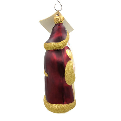 Patricia Breen Woodland Santa Bordeaux Red Christmas Tree Holiday Ornament