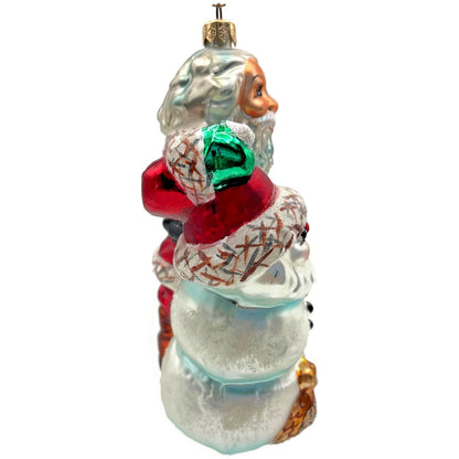 Christopher Radko Frosty Santa Claus Snowman Glass Christmas Ornament 98-317-0