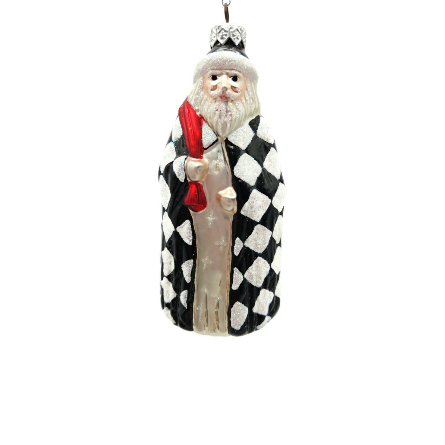 Ornament Patricia Breen Saint Louis Santa Claus Black White Checkered Christmas