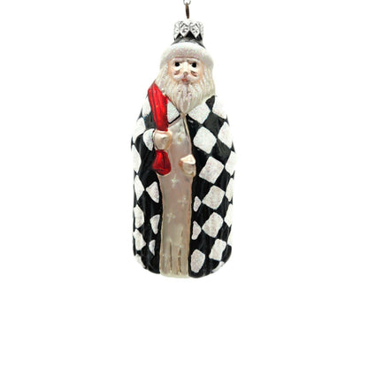 Ornament Patricia Breen Saint Louis Santa Claus Black White Checkered Christmas