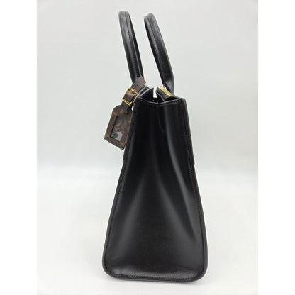 Louis Vuitton City Steamer MM Handbag M55433 Black Calfskin Monogram Stripe Bag