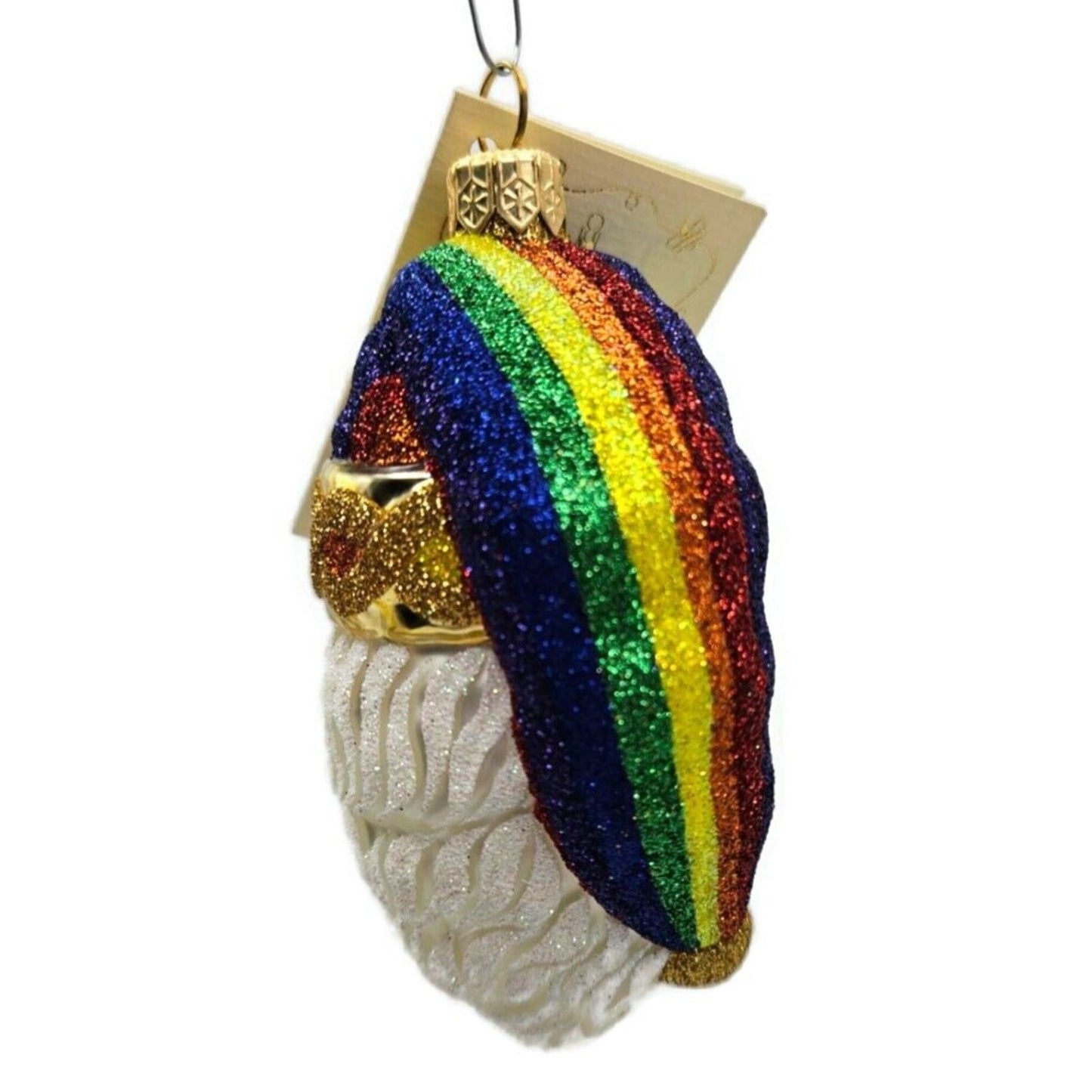 Patricia Breen Sparkle Plenty Rainbow Santa Claus Head Christmas Tree Ornament