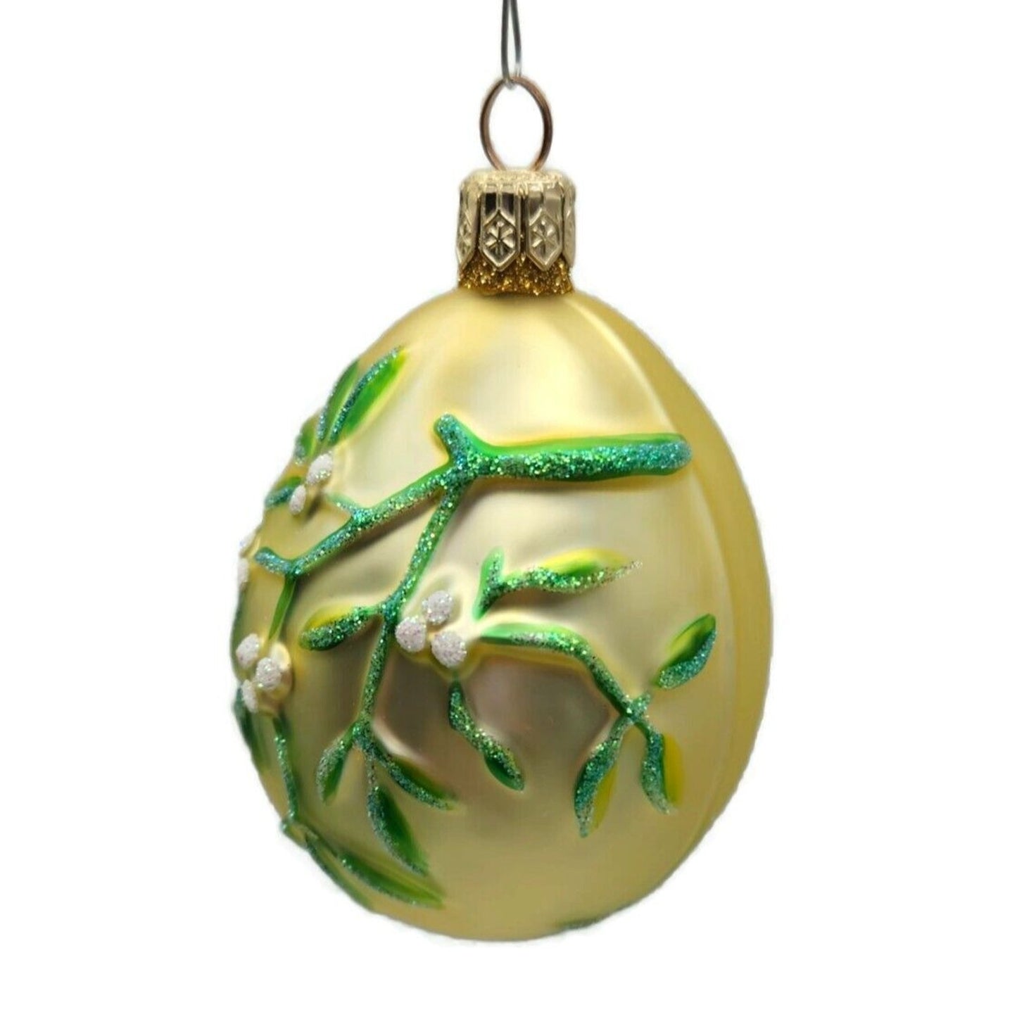 Patricia Breen Mistletoe Egg Gold Matte Heart Christmas Holiday Tree Ornament