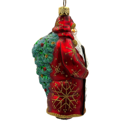 Patricia Breen Santa For Jason Gold Snowflakes Red Christmas Tree Ornament NM