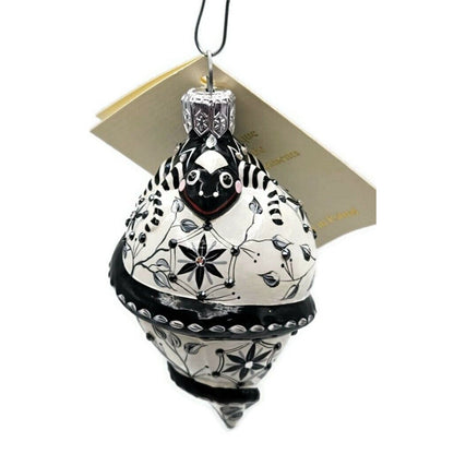 Patricia Breen Topping Chameleon Chinoiserie Black Christmas Tree Ornament CO