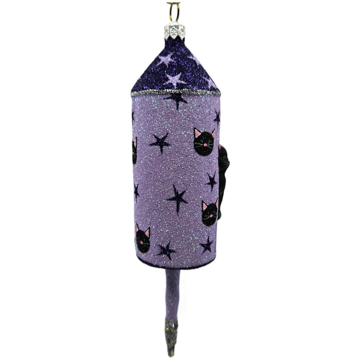Patricia Breen Halloween Blastoff Violet Stars Black Cat Christmas Ornament 2228
