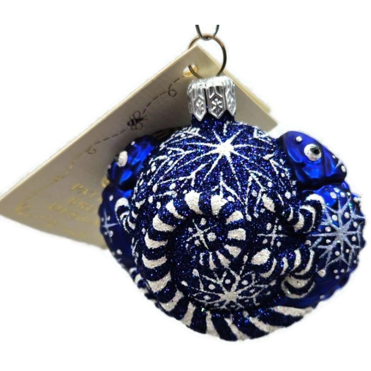 Patricia Breen For James Twice Snowflakes Cobalt Blue Chameleon Ornament 2581